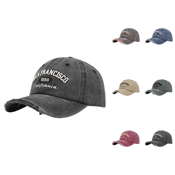 San Francisco 1850 California Baseball Cap for Men Women Ripped Washed Distressed Letter Embroidery Dad Hat