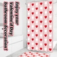 thumbnail image 7 of 4Pcs Valentine's Day Bathroom Set Pink Red White Heart Non-Slip Bath Mat U-Shaped Toilet Rug Toilet Lid Cover Shower Curtain with Hooks for Home Hotel Accessories Decoration, 7 of 7
