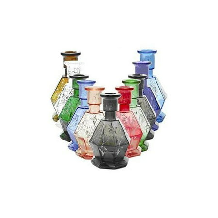 MYA SARAY OCTAGON DIAMOND GLASS HOOKAH VASE: SUPPLIES FOR HOOKAHS. Octagon Shape Bohemian Base accessory parts for narguile pipes. These Shisha Pipe accessories come in various colors. (Green