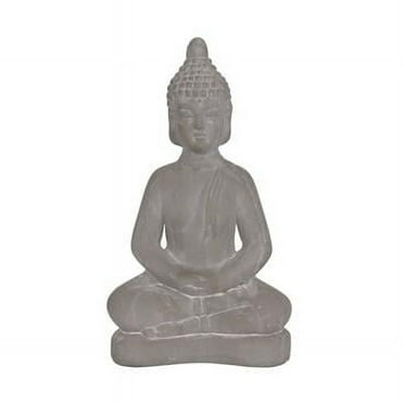 Urban Trends Collection  Ceramic Meditating Figurine with Rounded Ushnisha in Dhyana Mudra - Gray - Small