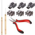 thumbnail image 1 of Kit de extensión de cabello, alicates, ganchos para tirar, dispositivos de cuentas, kits de herramientas y microanillos forrados de silicona de 1500 piezas (cuentas marrones). Afortunado Sencillez, 1 of 5