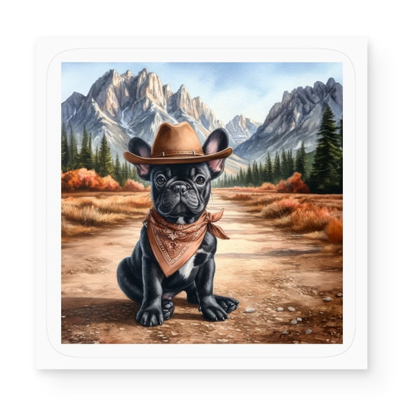 Welcome Fall Western Cowboy French Bulldog Enjoys Majestic Autumn Vinyl Sticker Dog Lover Gifts Waterproof Decal Art Decor - 01007
