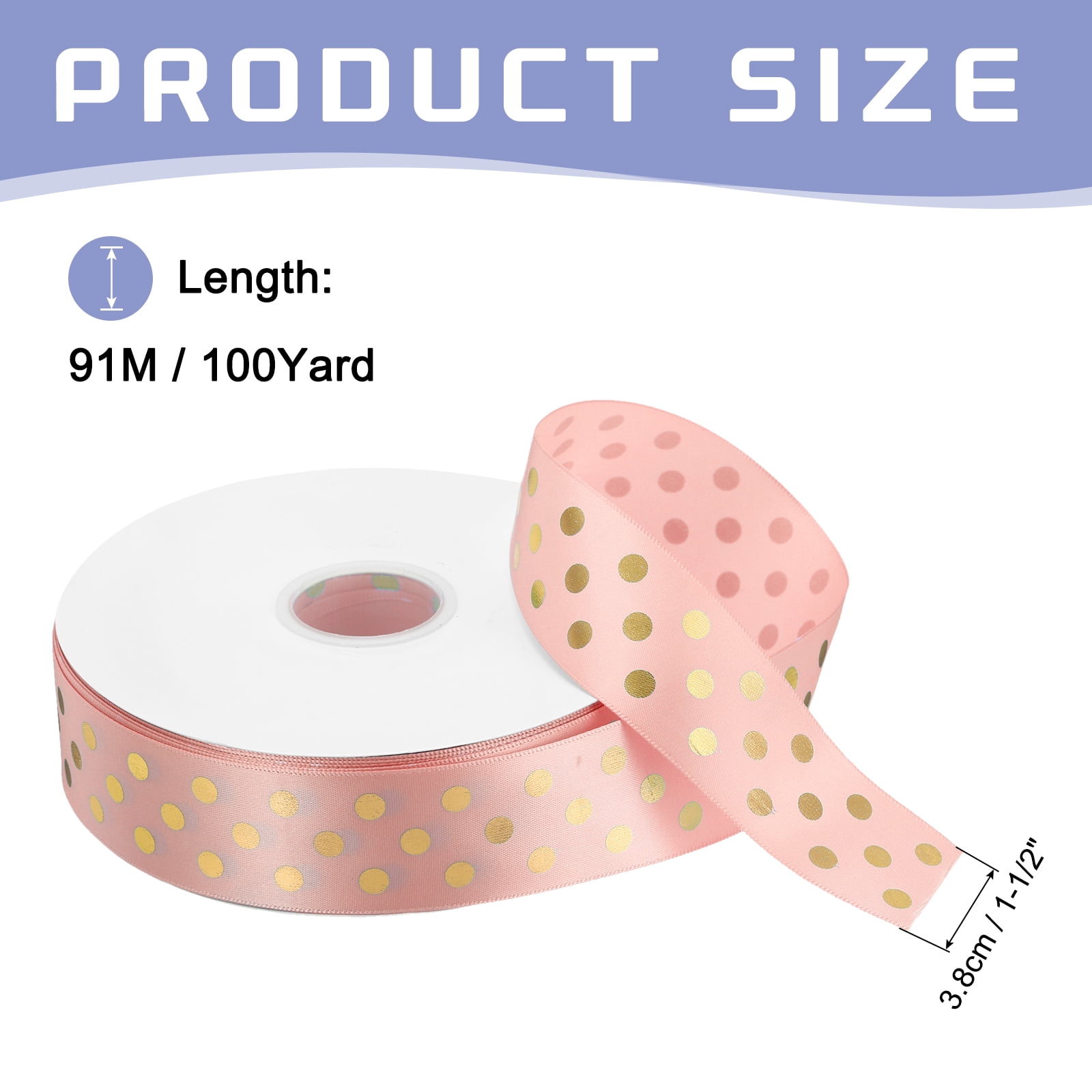 Grosgrain Ribbons 100 Yards 1-1/2 Inch Champagne Gold Dots Ribbon for Crafts Gift Wrapping Wedding