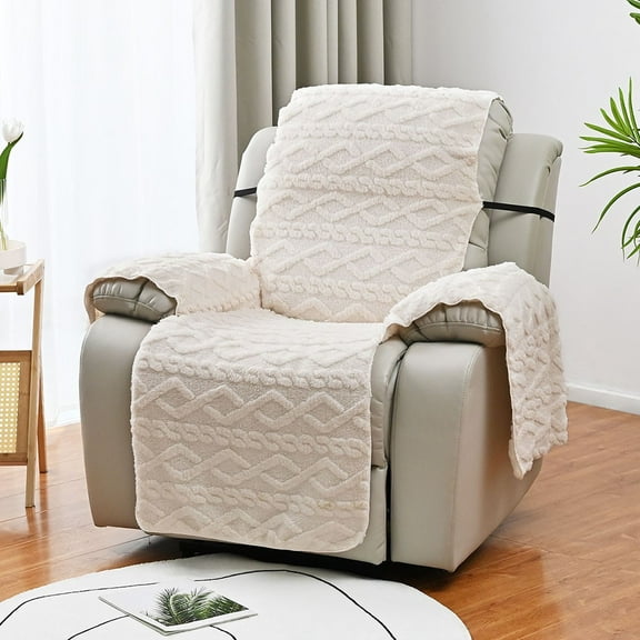 Wodtesl Sofa Cover Chair Cover Thick Double-sided 1 Seater Furniture Protector Covers Jacquard Plus Velvet Massage Chair