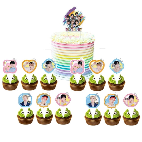Enhypen Cake Topper CupcakeS Set Birthday Party Supplies Decoration Decor Kit