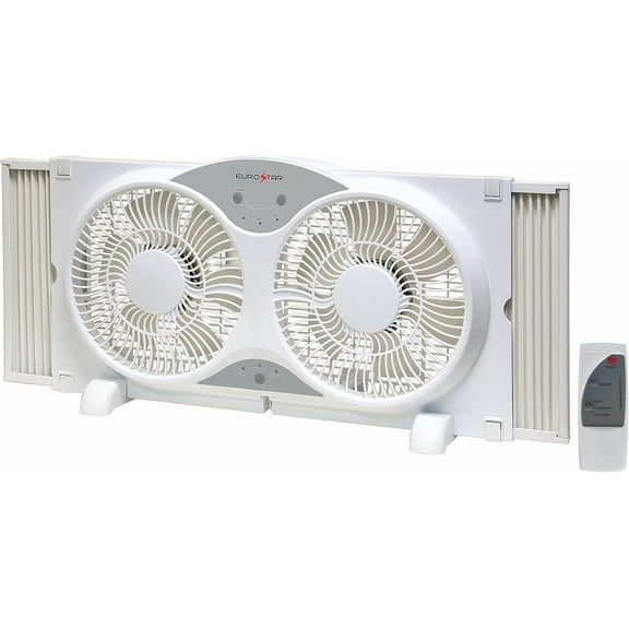TWQP Twin Window Fan 37 Inch Expandable 9 Inch Blades with Remote for Indoor Airflow