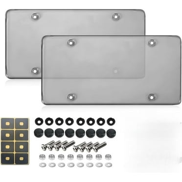 Duzziyyaa 2-Pack Tinted Smoked Car License Plate Protector Cover with Screw Caps Kit
