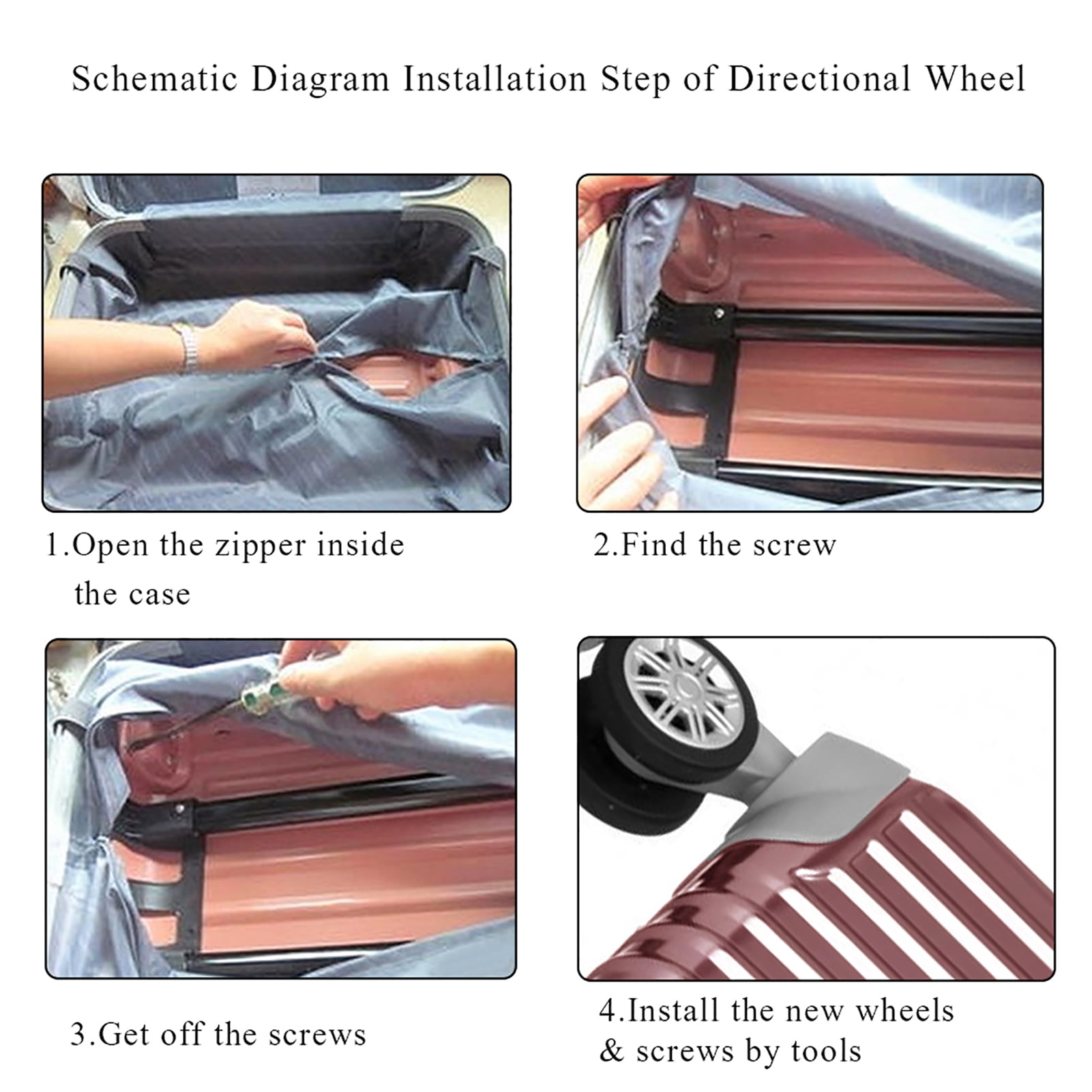 Replacement Luggage Wheels, Suitcase Wheels Swivel Luggage Wheel for Repair Replacement