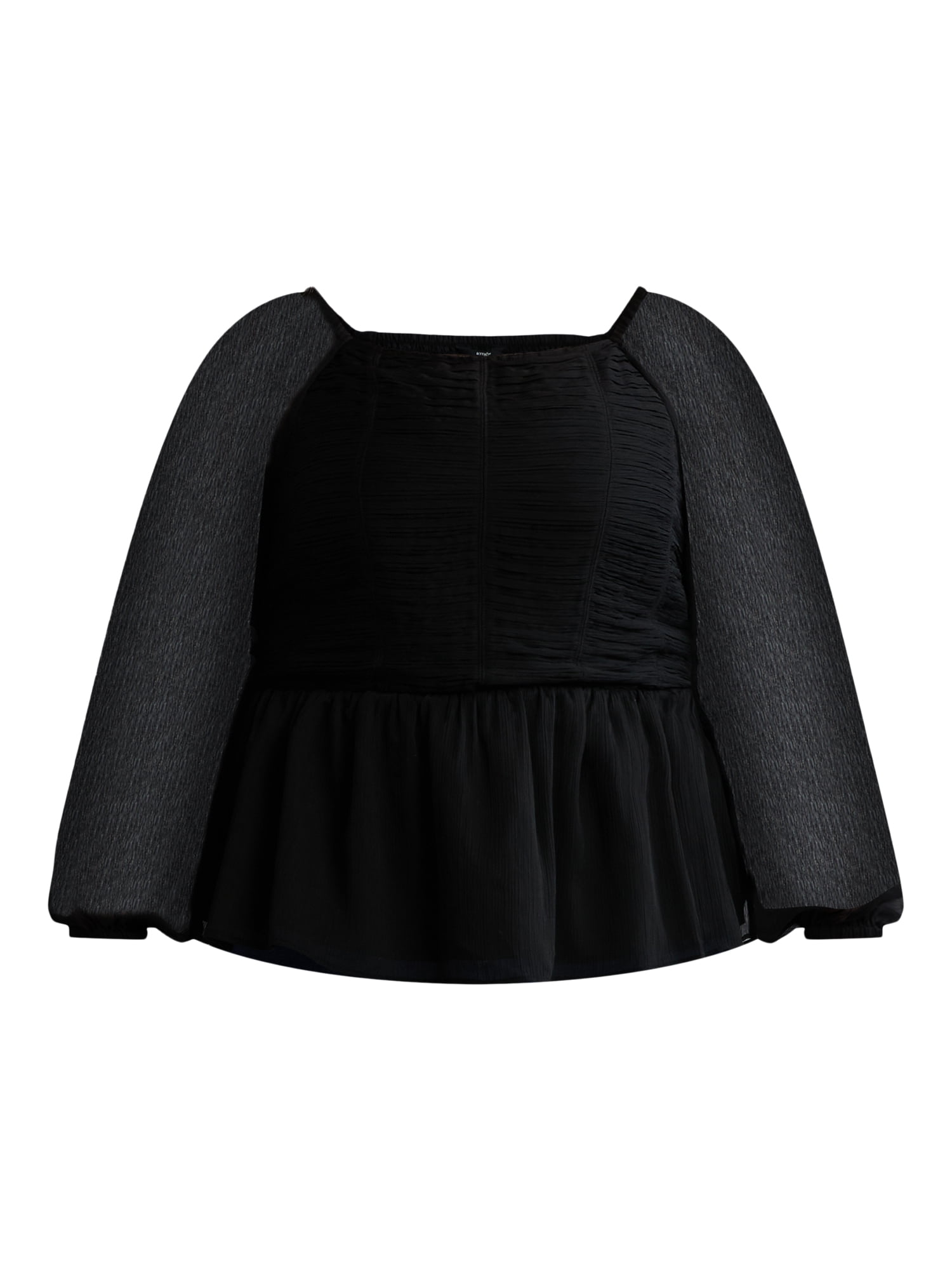 Terra & Sky Women's Plus Size Long Sleeve Babydoll Top, Sizes 0X-5X