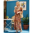 thumbnail image 4 of HAPPY BAY Women's African Beach Maxi Slit Dresses Caftan Loungewear Dashiki Print Casual Long Cover up Caftans for Women 2X-3X Stripes, Multi, 4 of 6