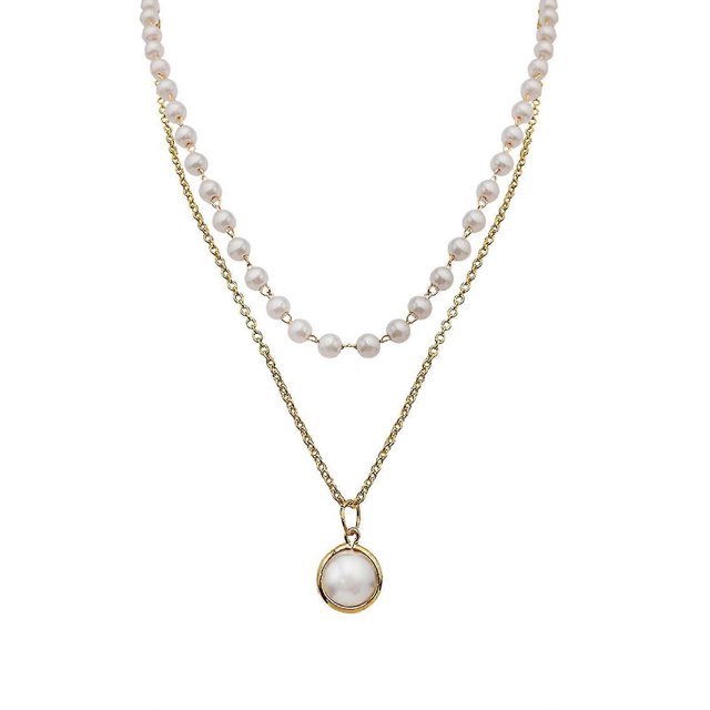 Women Double Pearl Choker Clavicle Chain Necklace Pendant Charm Jewelry Gifts---Product code 50504