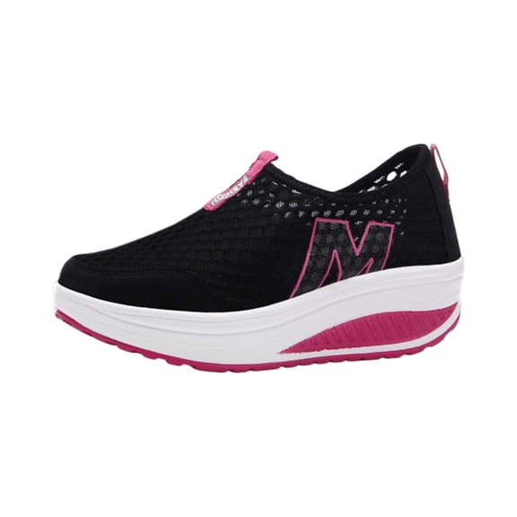 Domuza Orthopedic Shoes for Women Arch Support Non Slip Slip on Nurse Shoes Wide Width Knitted Mesh Stretch Hiking Shoes Soft 2026 Orthopedic Shoes Black 6.5（EU-37）