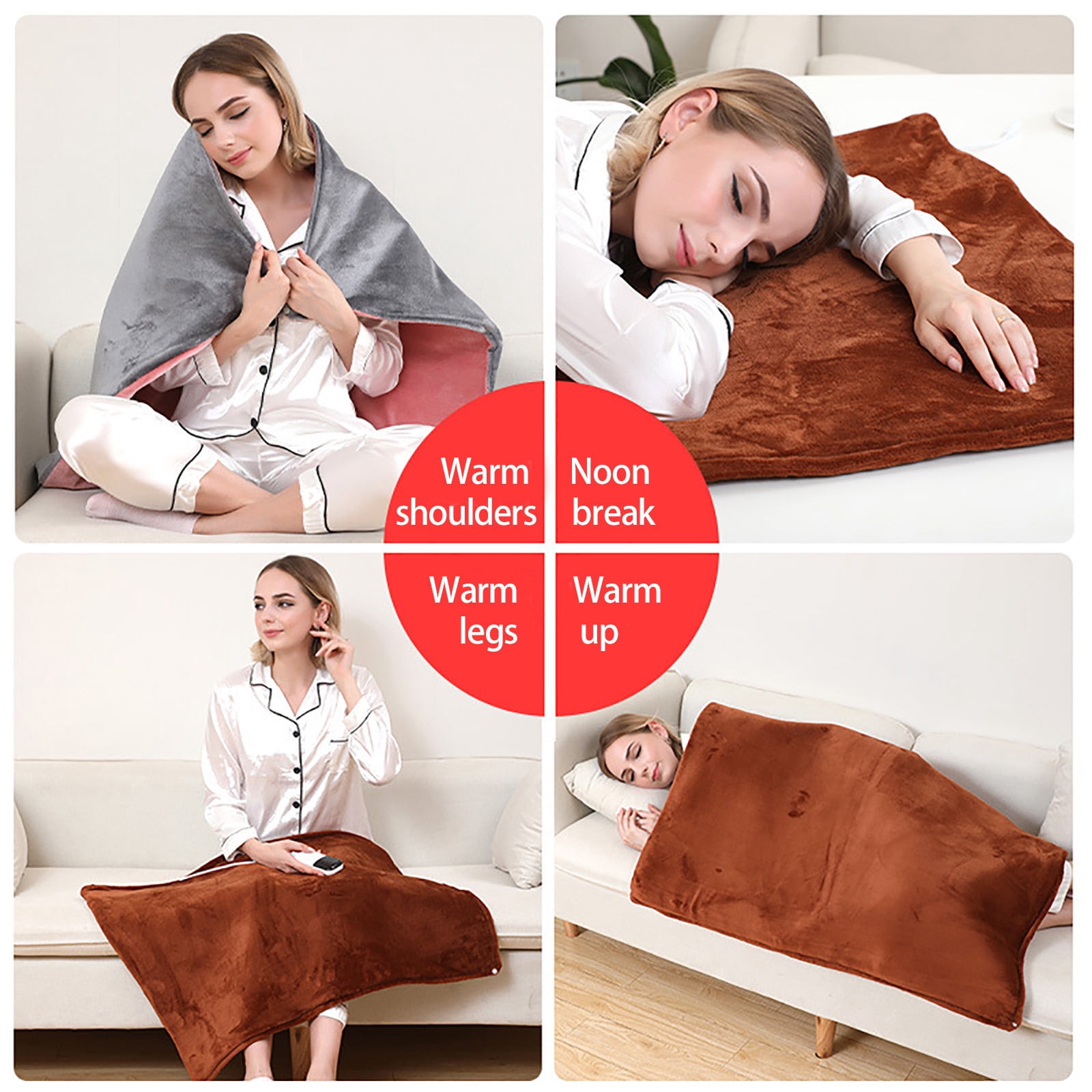 YUEHAO 45x75cm Heated Blanket Multi Function Fast Heat Electric Blanket Heated Throw Over Warm Blanket Brown