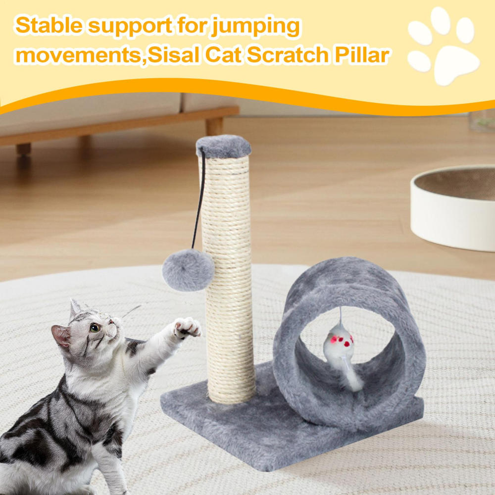 Ksruee Cat Scratch Post Kitten Climbing Scratch Pillar Elevated Interactive Cat Scratching Post for Exercise Stress Relaxation Climbing Burrowing realistic