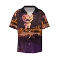thumbnail image 2 of Lsque The Binding of Isaac print Men's Cuban Collar Short Sleeve Shirt Summer Beachwear Casual Button Down Fashionable Vacation Leisure Shirt-XX-Large, 2 of 7