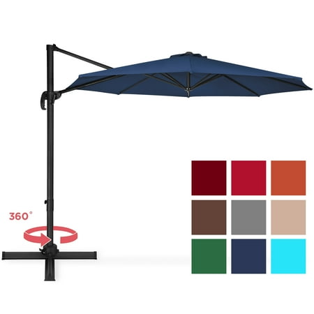 10 Best Patios In Dallas Best Choice Products 10-foot 360-Degree Rotating Aluminum Polyester Cantilever Offset Market Patio Umbrella Shade with Easy Tilt and Smooth Gliding Handle, Navy Blue ()