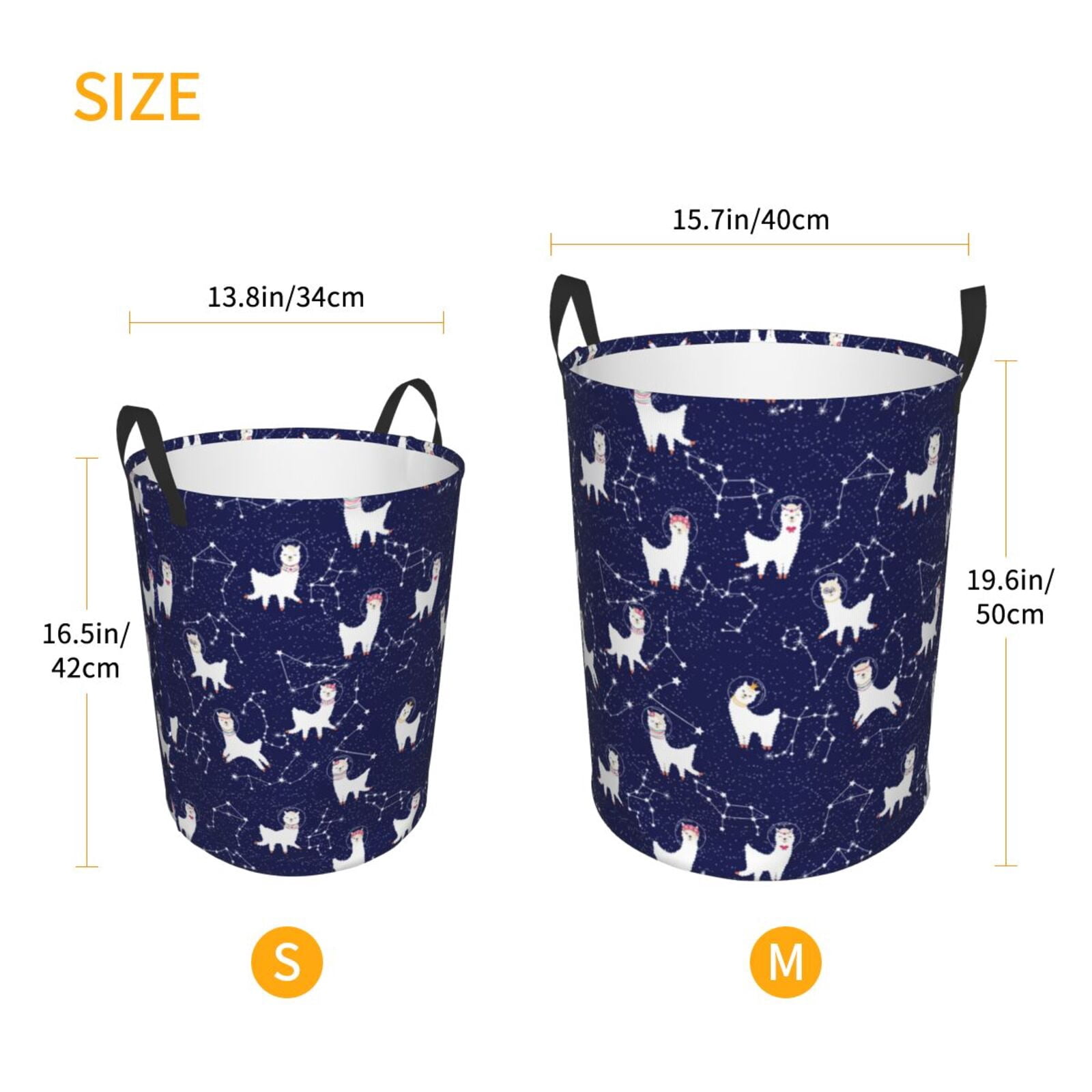 Large Laundry Basket with Handles - Cute Alpaca Starry Sky Kids Baby Dirty Clothes Laundry Hamper for Bedroom Aesthetic