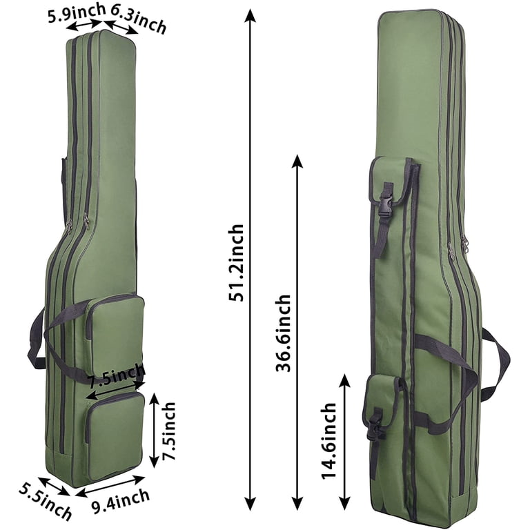 Fishing Rod Case 4.27 ft Fishing Pole Bag Case Portable Fishing Pole Case  for Travel Waterproof Fishing Rod Reel Organizer Oxford Fishing Gear Bag  for ...