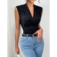 thumbnail image 4 of Summer Tops for Women V Neck Going Out Tops Stretchy Sequin Tank Sexy Casual Outfits Black XL, 4 of 5