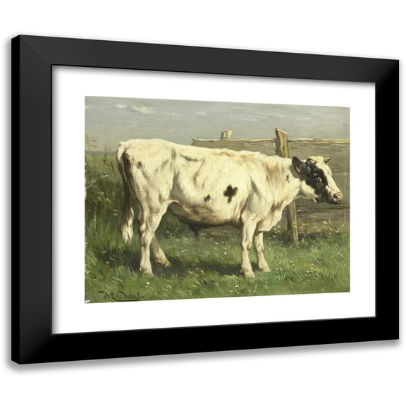 Johannes Hubertus Leonardus de Haas 14x12 Black Modern Framed Museum Art Print Titled - Young Bull (1870 - 1892)