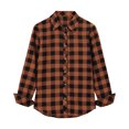 thumbnail image 5 of Ghalytn Women Buffalo Plaid Button Down Shirt Lapel Collar Roll Up Long Sleeve Curved Hem Casual Blouse, 5 of 9