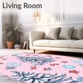 thumbnail image 2 of ODIKA 4'x6' Machine Washable Non-Slip Area Rug, Festive Winter Woodland Scene Latch Hook High Traffic Rug, Pink, 644188, 2 of 7