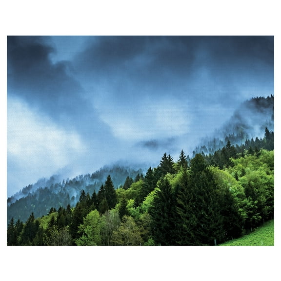 Masterpiece Art Gallery Mountainside Mist Pine Trees by Guy Bowden Canvas Art Print