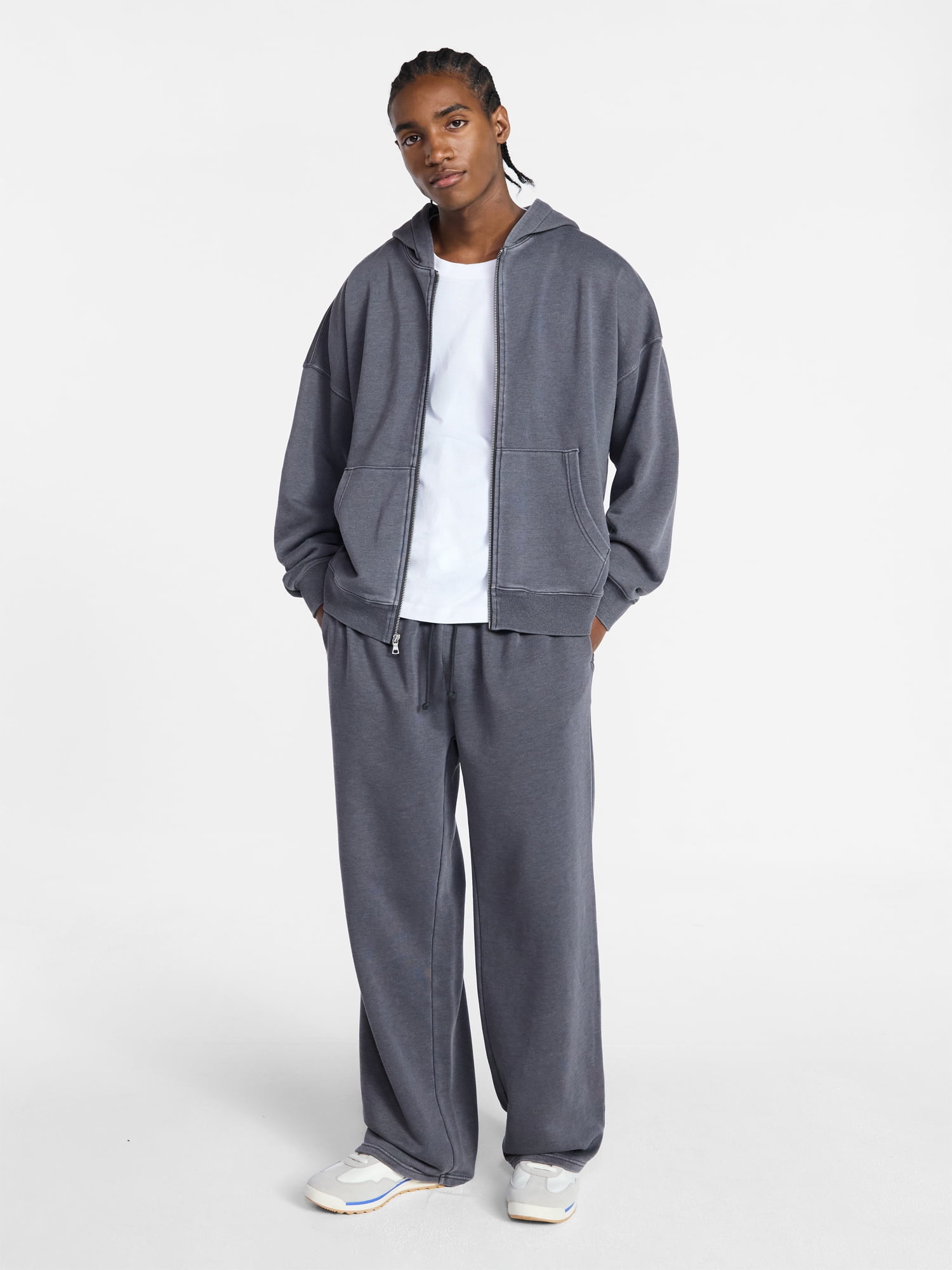 No Boundaries Zip Hoodie with Long Sleeves, Men's XS-4XLT