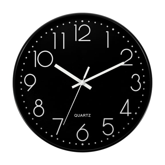 Uxcell 12" Wall Clock Battery Operated Silent Non Ticking Round Clock, Black
