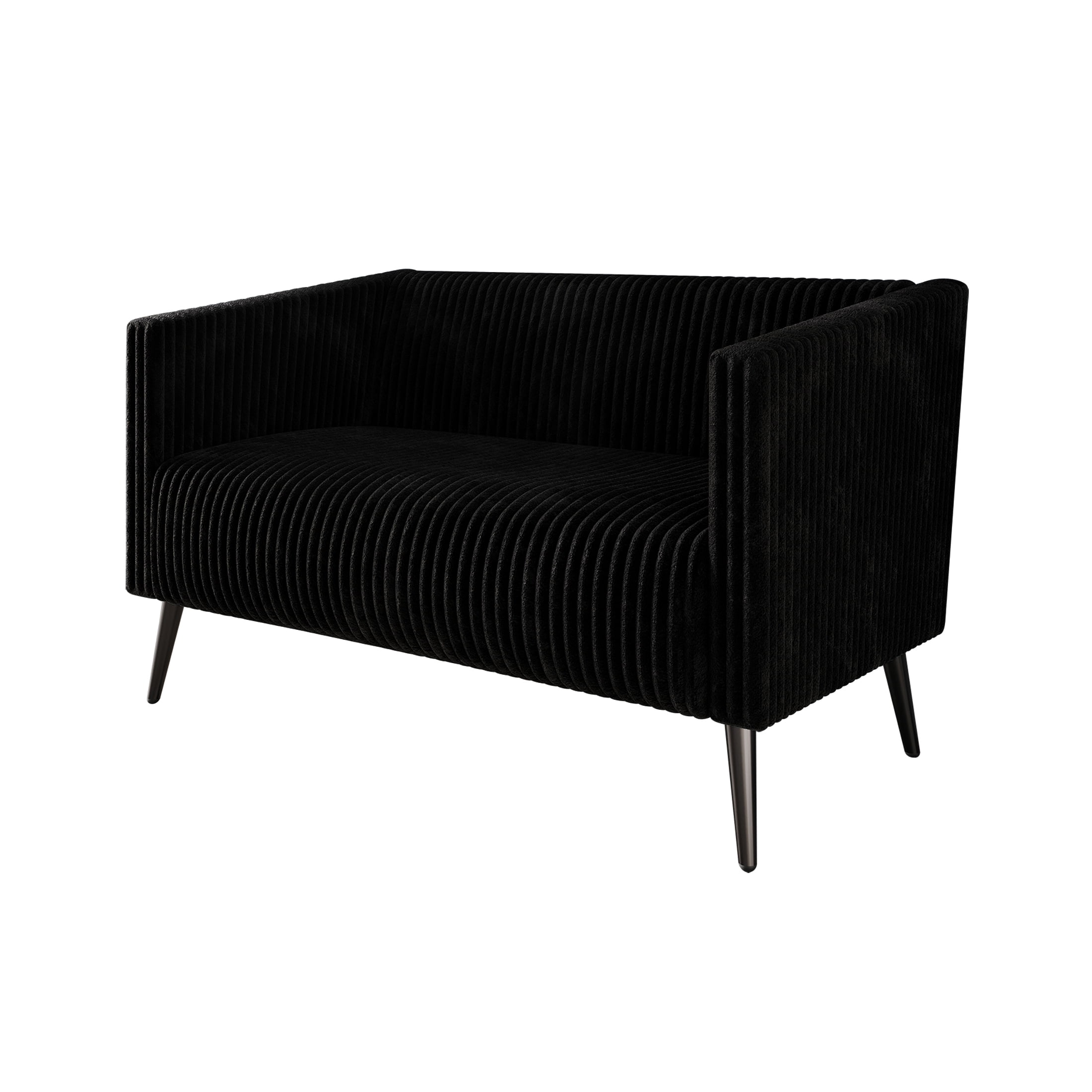 Castle Place Luxurious Corduroy Velvet Upholstered Loveseat, Black
