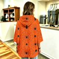 thumbnail image 5 of FGVCTG Halloween Sweatshirts for Women Drawstring 3/4 Sleeve Halloween Hoodie Ghost Graphic Spooky Oversized Pullover Hoodies Saffron 3XL, 5 of 6