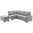 thumbnail image 4 of Newboti Furniture Sleeper Sectional Sofa, L-Shape Corner Couch Sofa-Bed with Storage Ottoman & Hidden Arm Storage & USB Charge for Living Room Apartment, Gray 60776, 4 of 16