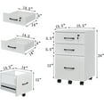 thumbnail image 3 of 3 Drawers Wooden Locking File Cabinet with Storage Removable File Cabinet for Home Office,Under Desk Filing Cabinets(White), 3 of 7