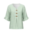 thumbnail image 5 of MuXiKeJi Clothes 3/4 Length Sleeve Womens Tops Cotton Linen Boho Blouses Floral V Neck Shirts Summer Beach Casual Top, 5 of 5