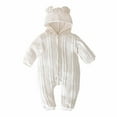 thumbnail image 2 of Hzgobj Infant Boys Girls Clothes Set Newborn Baby Romper Hat Ribbed Knit Long Sleeve Button Solid Bodysuit Jumpsuit, 2 of 8