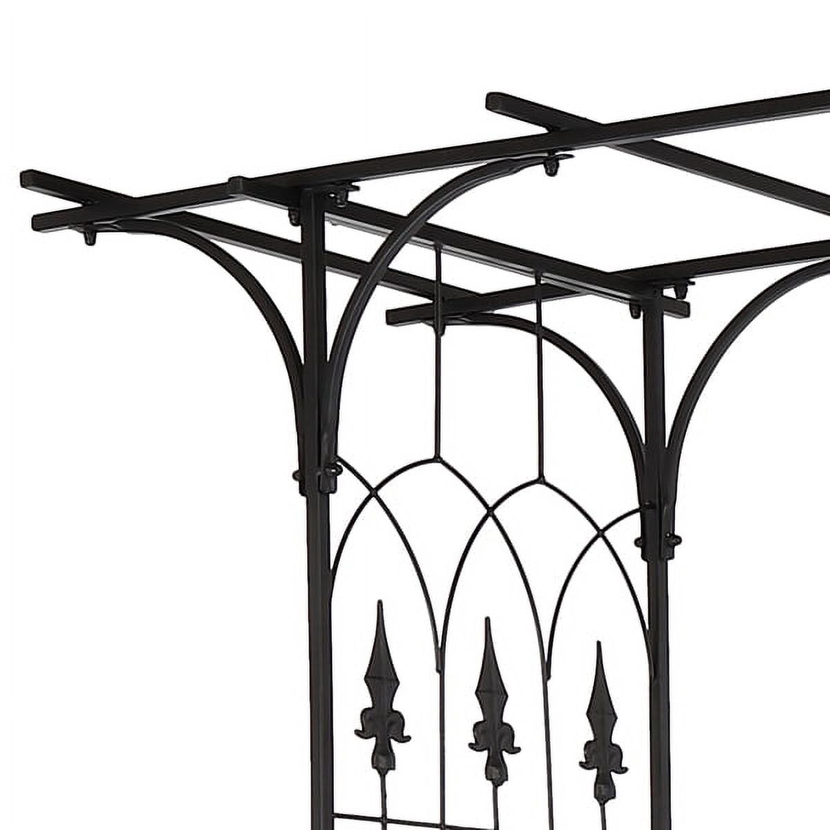 Alvantor Black Metal Garden Arbor, 85 in H Flat Top Wrought Iron