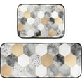 thumbnail image 7 of SKYSONIC 2PCS Geometric Marbling Kitchen Rug and Mat Grey Golden Polygon Floor Runner Rug Anti Fatigue Non Slip Comfort Mat for Doormat Laundry Room Hallway 19.7"x27.6"+19.7"x47.2", 7 of 7