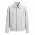 thumbnail image 5 of WIZUTIZ Men's Casual Jacket Solid Color Fashion Lapel Collar Button Closure Pockets Long Sleeve Polyester Coat for Winter Spring Outdoor Daily Party Wear, 5 of 5