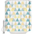 thumbnail image 3 of Polyester Fabric Teal Yellow Geometric Shower Curtain, Modern Triangle Abstract Art, Waterproof Bathtub Curtain Bathroom Decor Set with Hooks 72 x 72 Inches,, 3 of 6