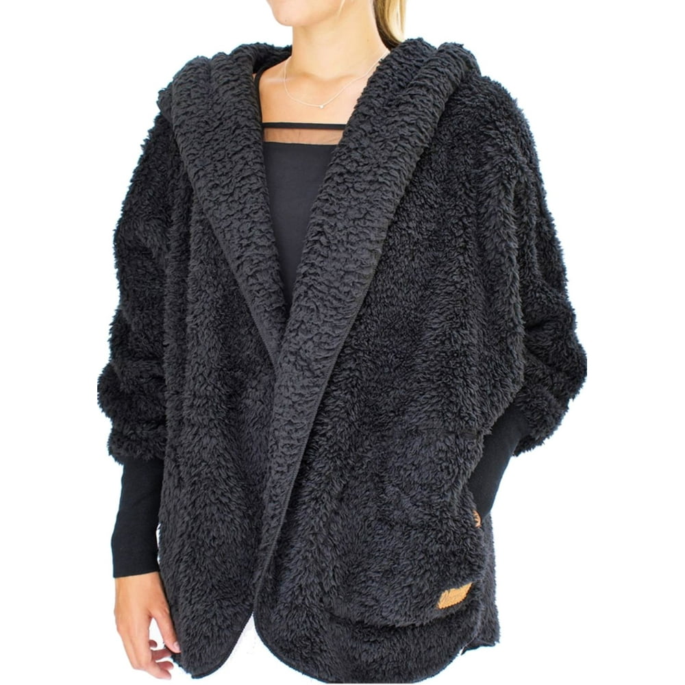 Nordic Beach Womens Jacket One Teddy Sherpa Fleece Hooded One Size