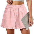 thumbnail image 5 of CHGBMOK Womens Linen Striped Shorts Ruffle Casual Athletic Shorts Comfy Short Pants with Pockets Summer Beach Vacation Outfits, 5 of 6