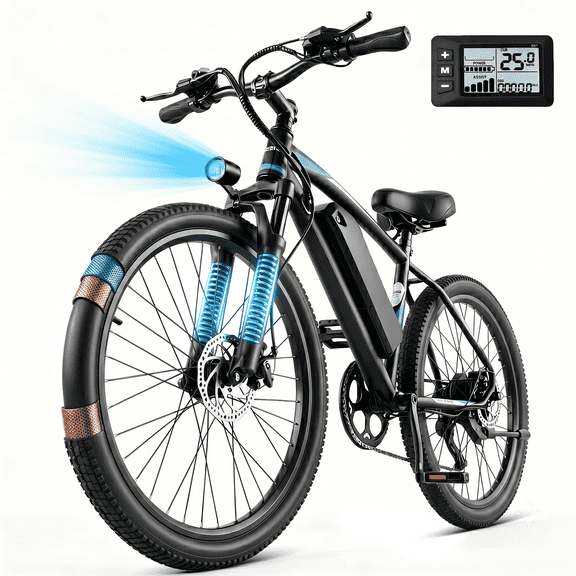 26" Commuter Electric Bike for Adults, 35-Mile Long Range, 500W Motor, 36V Removable Battery, 20MPH Max Speed, UL2849 Certified with Dual Suspension