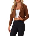 thumbnail image 2 of INSPIRE CHIC Women's Long Sleeve Open Front Notched Lapel Business Cropped Blazer Jackets M Caramel, 2 of 6