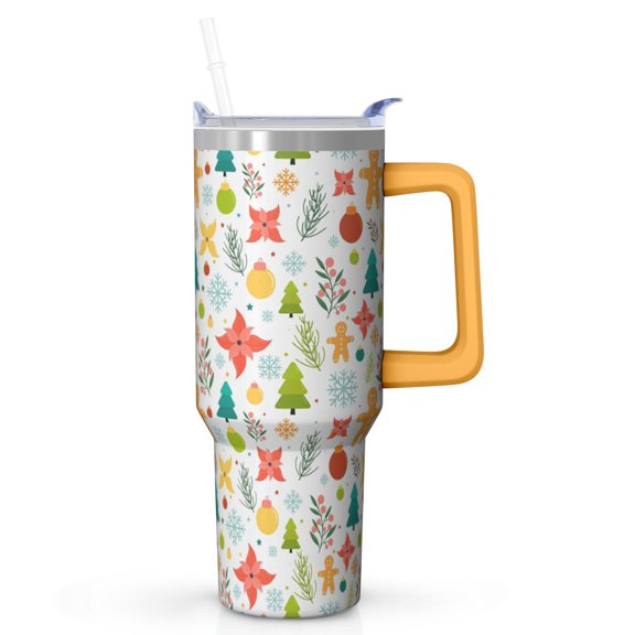 40oz Reindeer Christmas Tumbler with Lid Straw Stainless Steel Double Wall Insulated Cup Holiday Gifts