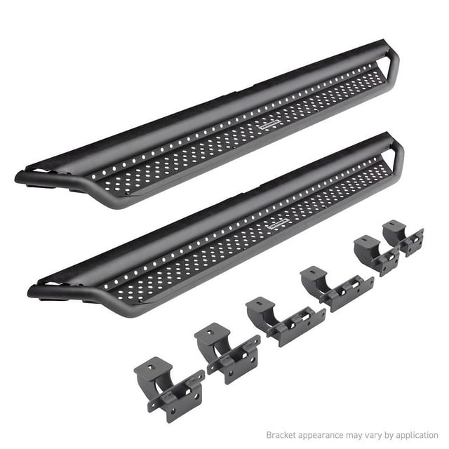 Go Rhino Running Board D14052T Dominator D1; Black; Powder Coated; Steel; With Full Length Drop Down Step; Unlighted; Rocker Panel Mount; With Full Length Slider