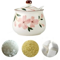 Ceramic Sugar Bowl Container: Sugar Bowl, Sugar Jar with Lid and Spoon, for Storing Salt, Seasonings, Tea, Grease Container for Kitchen, High Heat Resistant and Dishwasher Safe, 12oz (Blue)