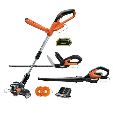 WORX 3-Piece Combo Kit 20V LithiumPower WG155, WG255, WG545 with Quick Charger