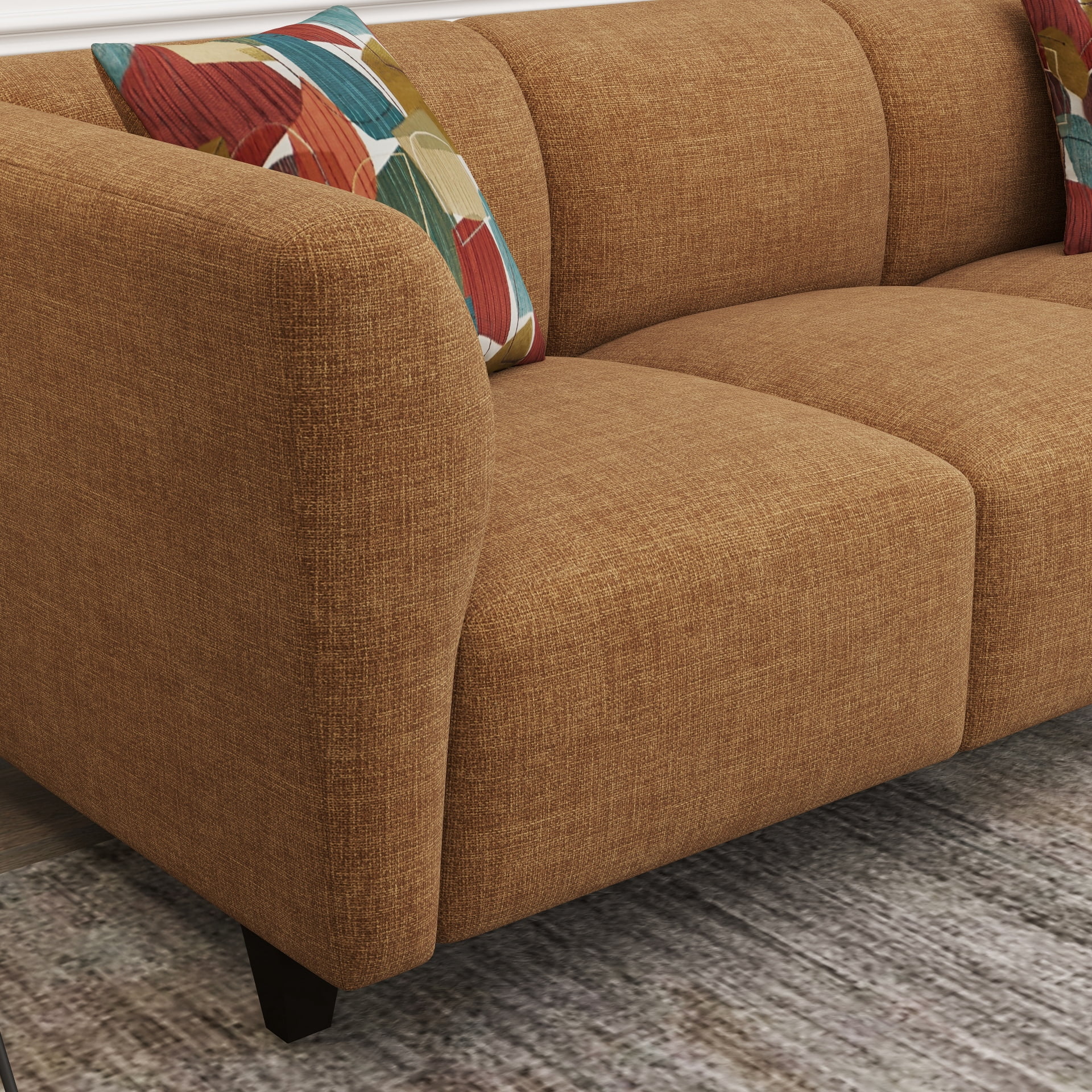 Roundhill Furniture Della Upholstered Stationary Sofa, Yellow