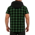 thumbnail image 4 of Ixbnca Men's Short Sleeve Plaid Hoodies Short Sleeve Mens Button V Neck Hooded T Shirts with Pocket, 4 of 7