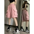 thumbnail image 4 of Zoki Streetwear Hip Hop Cargo Shorts Women Vintage Harajuku High Waist Y2K Short Pants Casual Korean Pockets Bf Shorts Summer, 4 of 5